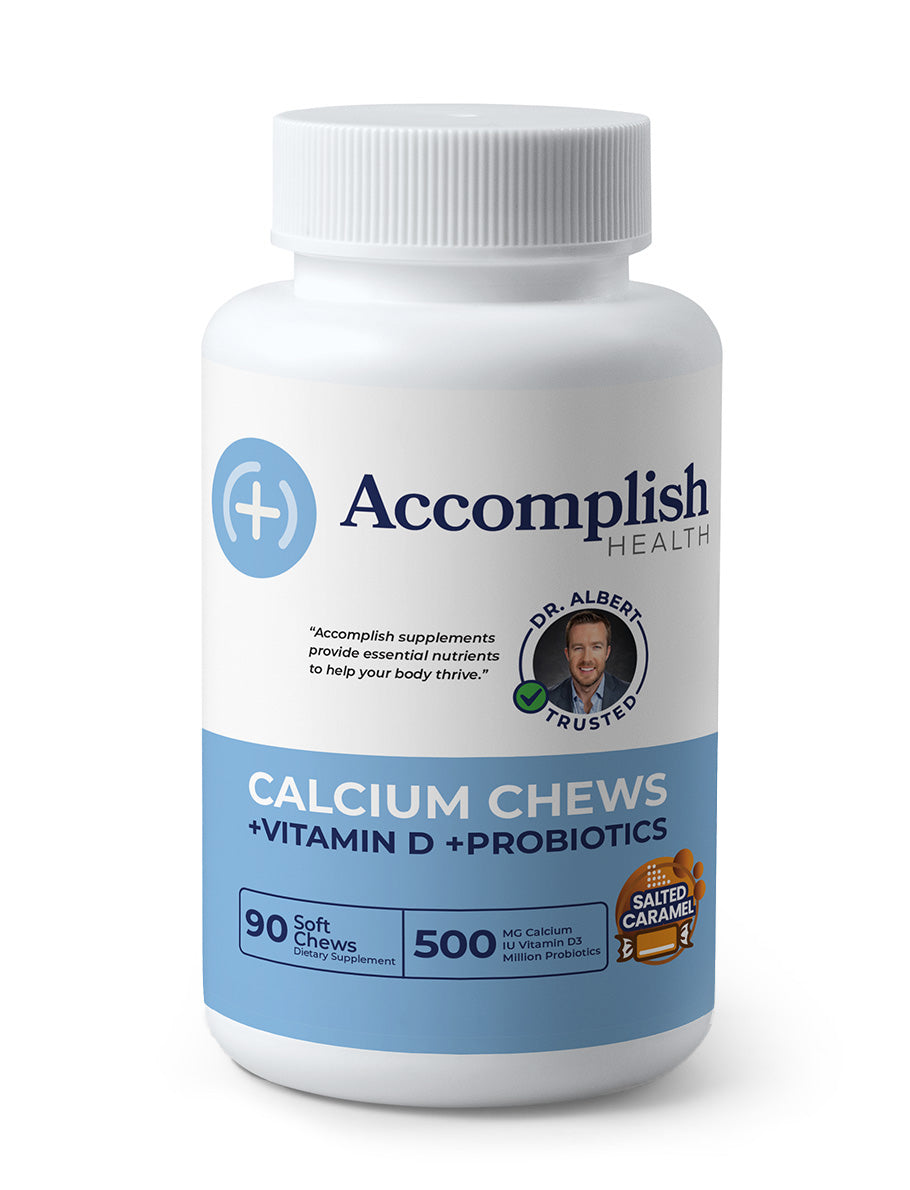 Calcium Chews | Vitamin D & Probiotics | Sea Salted Caramel | 90 Count