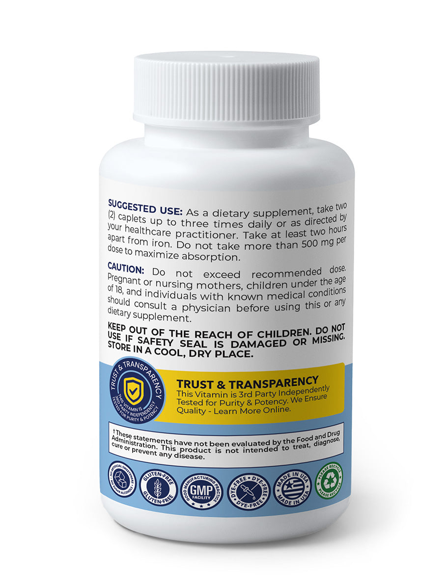Calcium Citrate | Vitamin D | Caplets | 120 Count