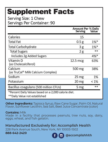 Calcium Chews | Vitamin D & Probiotics | Dinner Mint | 90 Count