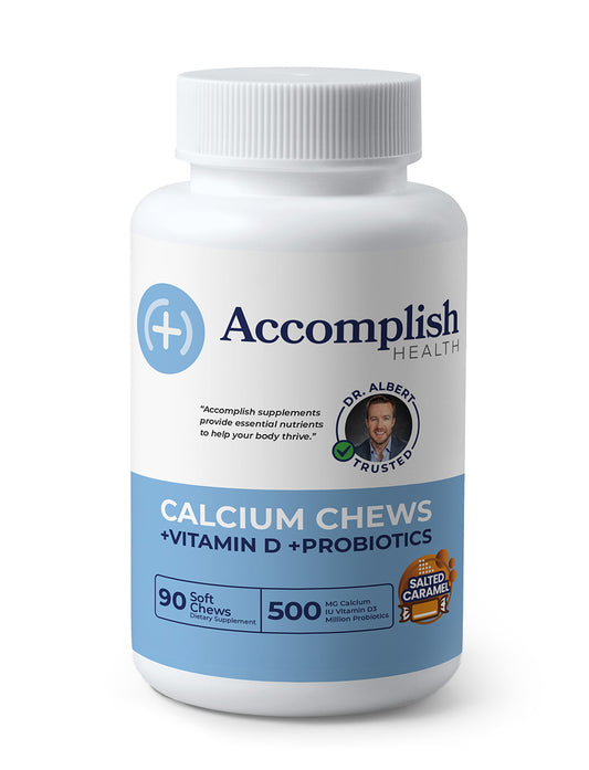 Calcium Chews | Vitamin D & Probiotics | Sea Salted Caramel | 90 Count