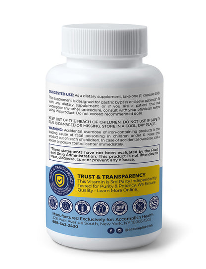 Bariatric Multivitamin | 18 mg Iron | Capsule | 90 Count