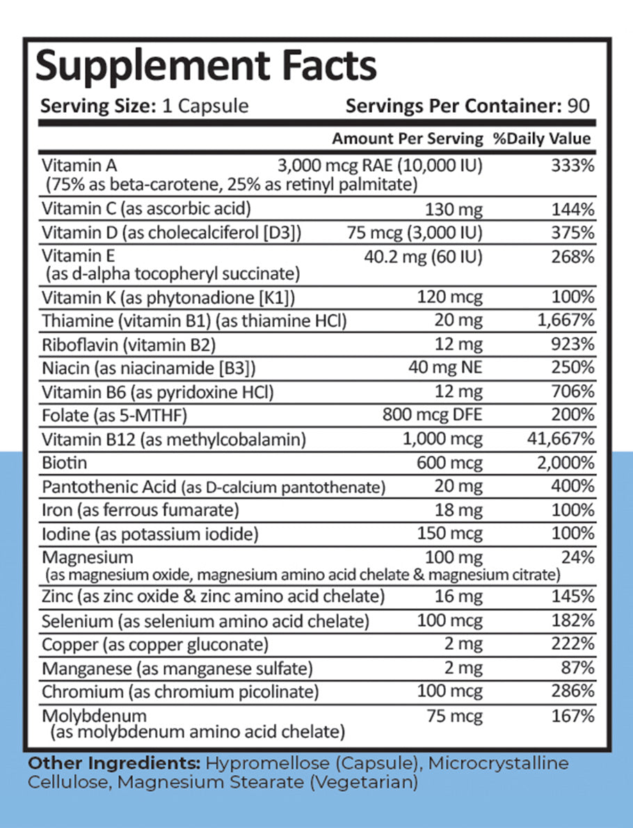 Bariatric Multivitamin | 18 mg Iron | Capsule | 90 Count