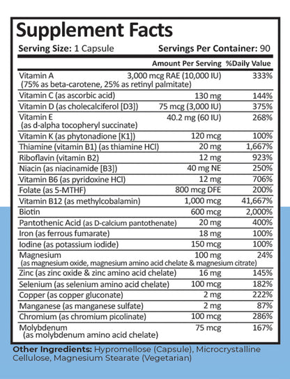 Bariatric Multivitamin | 18 mg Iron | Capsule | 90 Count