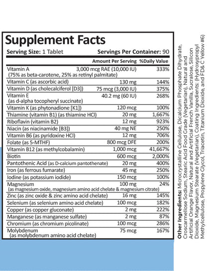 Bariatric Multivitamin | 45 mg Iron | Citrus Grove | Scented Tablet | 90 Count
