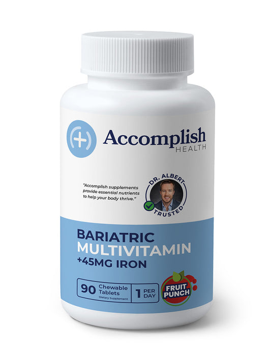 Bariatric Multivitamin | 45 mg Iron |  Chewable Capsule | Fruit Punch | 90 Count