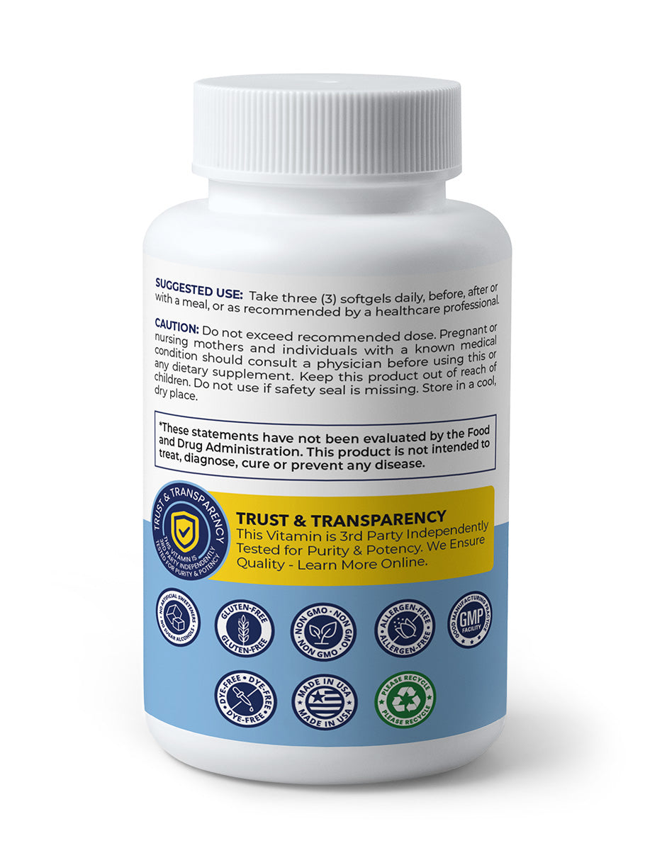 Omega-3 | Lemon-Coated Fish Oil | Softgel | 120 Count